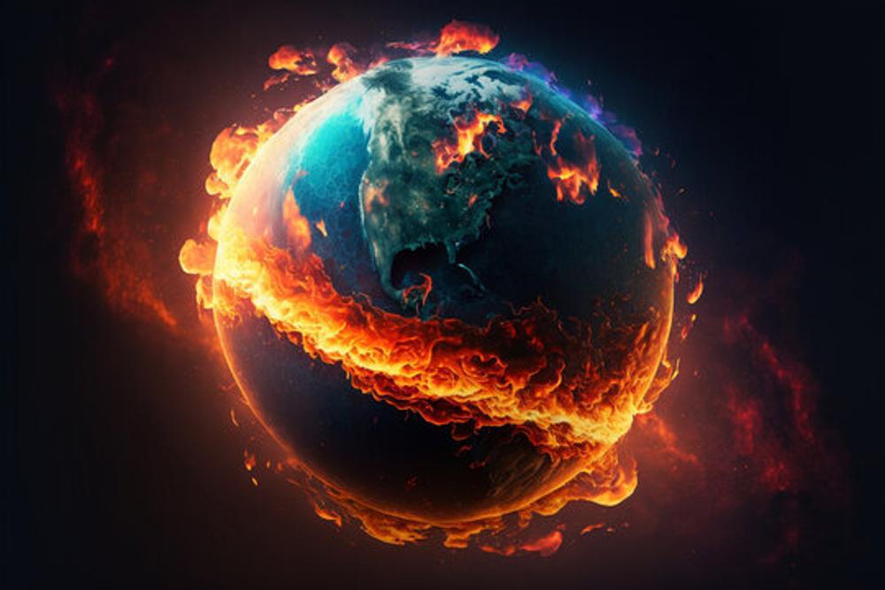 Illustration of the world on fire