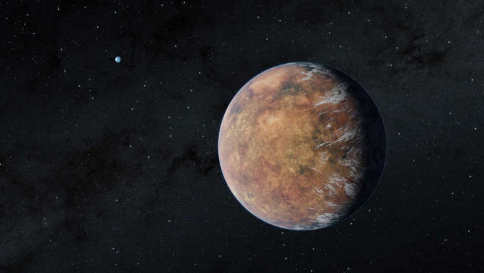 An exoplanet with a smaller one in the background.