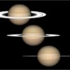 Visual representation of Saturn and its ring system at different tilt angles
