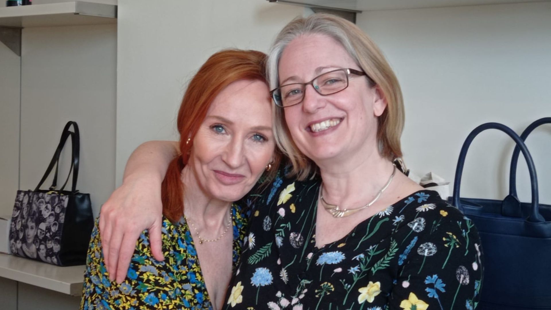 A photo capturing a moment between Helen Joyce and JK Rowling