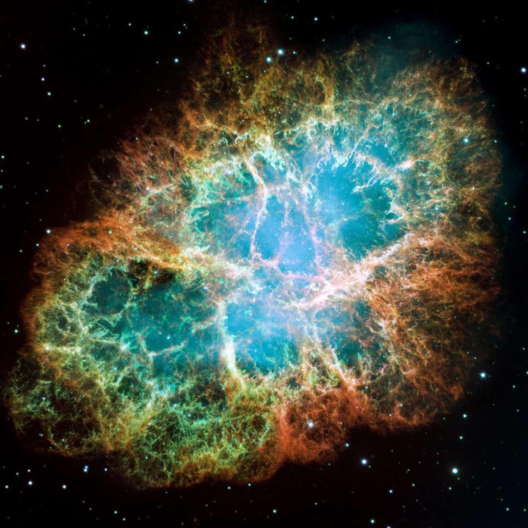 Detailed image of the Crab Nebula in constellation Taurus.