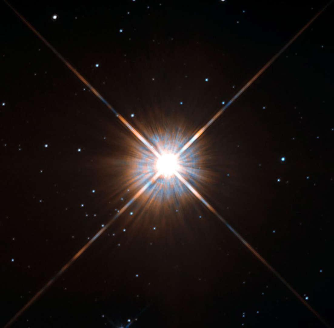 Hubble Space Telescope (HST) image of the red dwarf star Proxima Centauri.